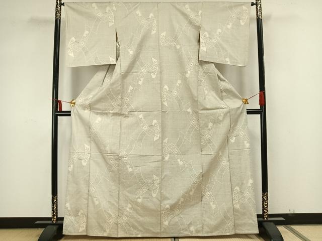 平和屋着物▽本場大島紬 白大島 単衣 熨斗花文 正絹 逸品 AAAZ1758fy