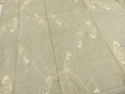 平和屋着物▽本場大島紬 白大島 単衣 熨斗花文 正絹 逸品 AAAZ1758fy