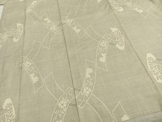 平和屋着物▽本場大島紬 白大島 単衣 熨斗花文 正絹 逸品 AAAZ1758fy