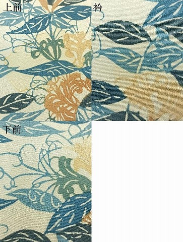 平和屋着物▽上質な小紋 単衣 型染め 草花文 正絹 逸品 AAAZ1759fy