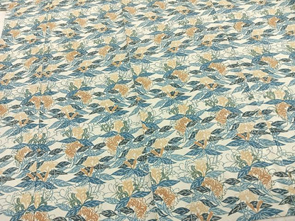 平和屋着物▽上質な小紋 単衣 型染め 草花文 正絹 逸品 AAAZ1759fy
