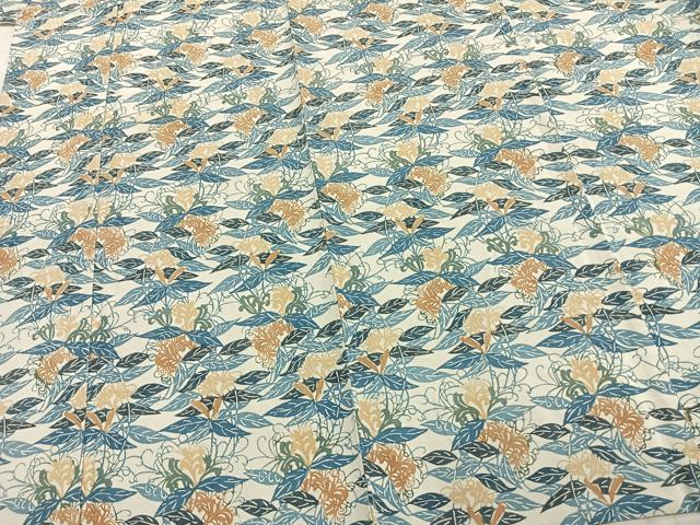 平和屋着物▽上質な小紋 単衣 型染め 草花文 正絹 逸品 AAAZ1759fy