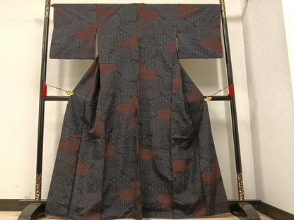 平和屋着物●結城紬　80亀甲　吉祥文　正絹　逸品　AAAZ1763ph