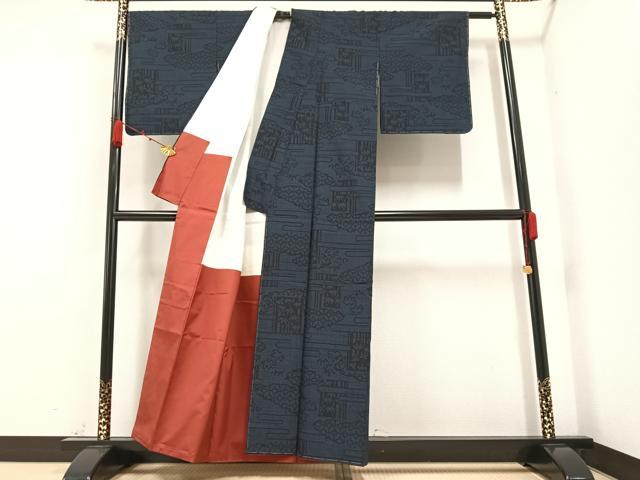 平和屋着物●結城紬 吉祥草木文 正絹 逸品 未使用 AAAZ1765ph