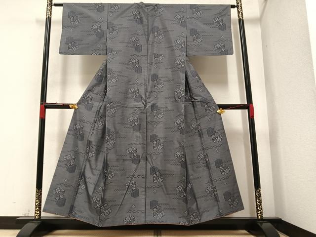 平和屋着物●本場村山大島紬 亀甲草花文 正絹 逸品 AAAZ1770ph