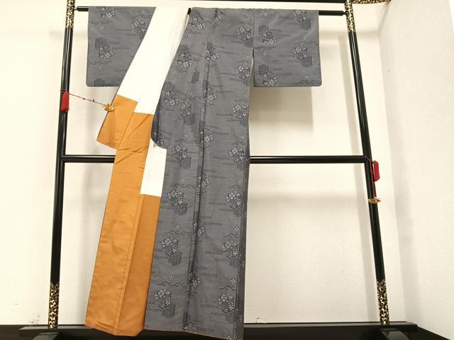 平和屋着物●本場村山大島紬 亀甲草花文 正絹 逸品 AAAZ1770ph