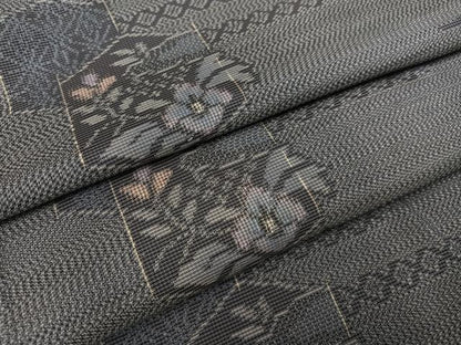 平和屋着物●本場村山大島紬 亀甲草花文 正絹 逸品 AAAZ1770ph