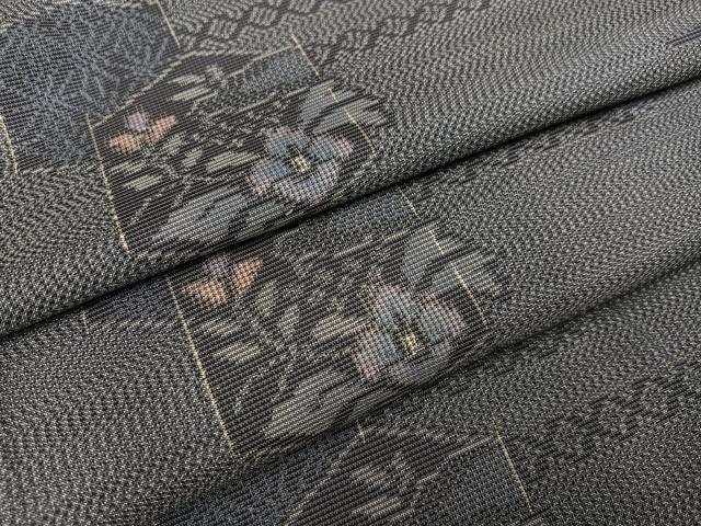 平和屋着物●本場村山大島紬 亀甲草花文 正絹 逸品 AAAZ1770ph