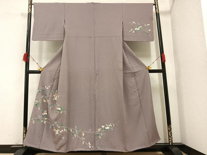 平和屋着物●訪問着 手描き 枝花文 正絹 逸品 AAAZ1778ph