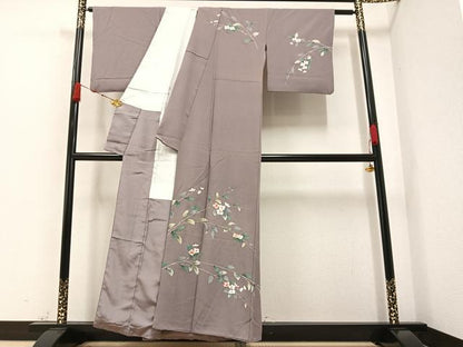 平和屋着物●訪問着 手描き 枝花文 正絹 逸品 AAAZ1778ph