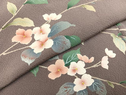 平和屋着物●訪問着 手描き 枝花文 正絹 逸品 AAAZ1778ph