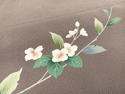平和屋着物●訪問着 手描き 枝花文 正絹 逸品 AAAZ1778ph