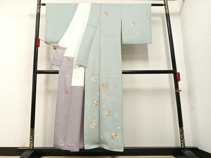 平和屋着物●英王室献上友禅作家　木下勝功　訪問着　花鞠文　金彩　正絹　逸品　AAAZ1783ph