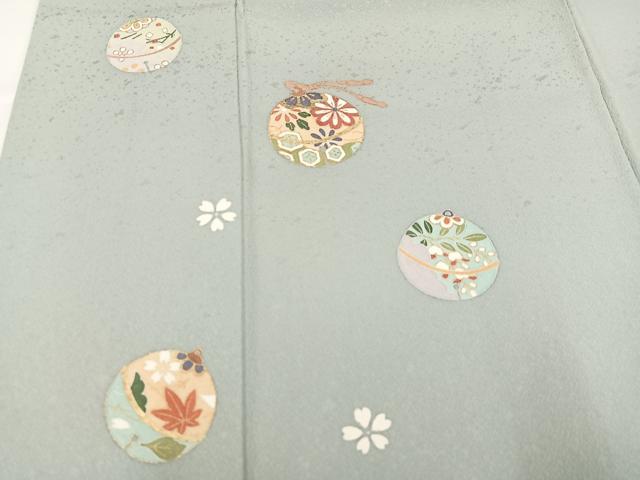 平和屋着物●英王室献上友禅作家　木下勝功　訪問着　花鞠文　金彩　正絹　逸品　AAAZ1783ph
