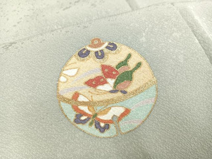 平和屋着物●英王室献上友禅作家　木下勝功　訪問着　花鞠文　金彩　正絹　逸品　AAAZ1783ph