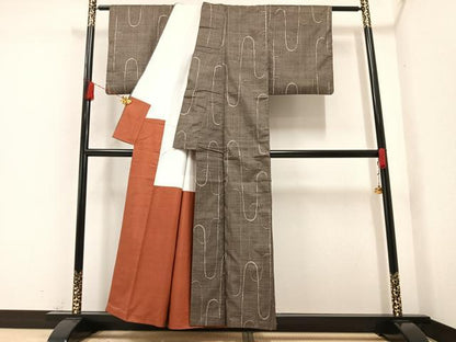 平和屋着物●本場大島紬 一元7マルキ 総絣 波文 正絹 逸品 AAAZ1784ph