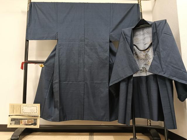 平和屋着物●男性 本場大島紬 アンサンブル 100亀甲 総詰め やまと誂製 松山茂治作 正絹 逸品 AAAZ1785ph