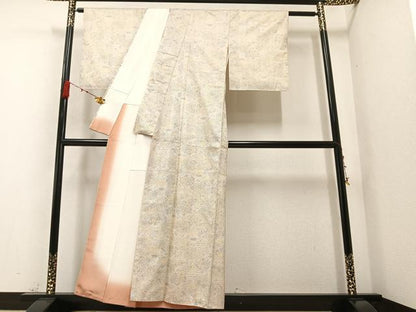 平和屋着物●本場染大島紬　草花文　正絹　逸品　AAAZ1792ph