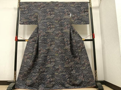 平和屋着物●上質な紬 草花文 正絹 逸品 未使用 AAAZ1804ph
