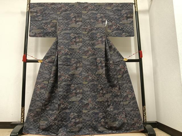 平和屋着物●上質な紬 草花文 正絹 逸品 未使用 AAAZ1804ph
