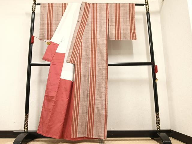 平和屋着物●上質な紬 間道 正絹 逸品 未使用 AAAZ1807ph