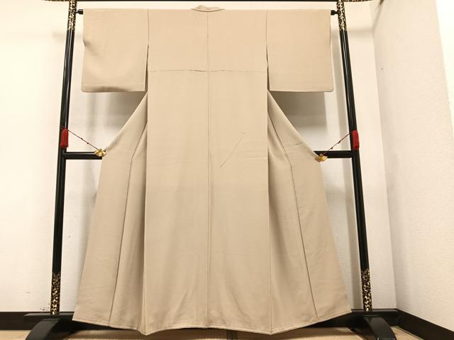 平和屋着物●上質な色無地　白橡色　正絹　逸品　AAAZ1809ph