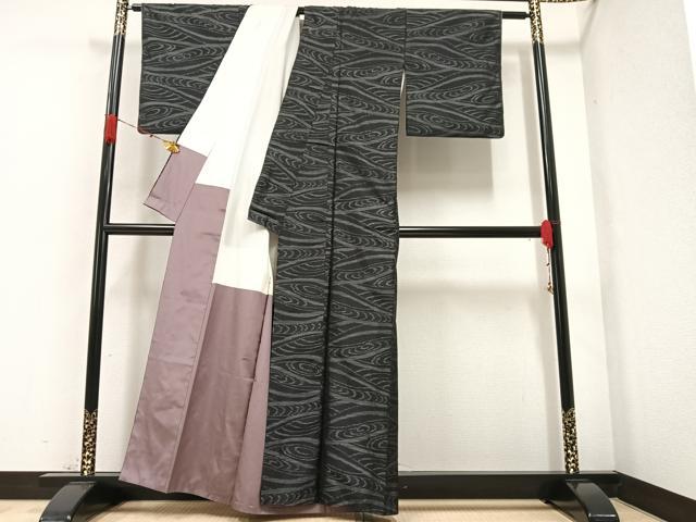 平和屋着物●本場大島紬 流水文 正絹 逸品 AAAZ1820ph
