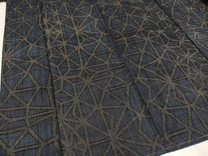 平和屋着物●結城ちぢみ　麻の葉崩し　正絹　逸品　未使用　AAAZ1831ph