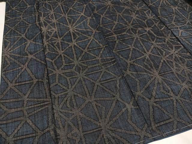 平和屋着物●結城ちぢみ　麻の葉崩し　正絹　逸品　未使用　AAAZ1831ph