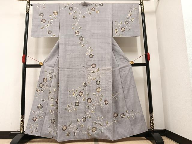 平和屋着物●訪問着 紬地 辻が花 手描き 絞り 正絹 逸品 AAAZ1832ph