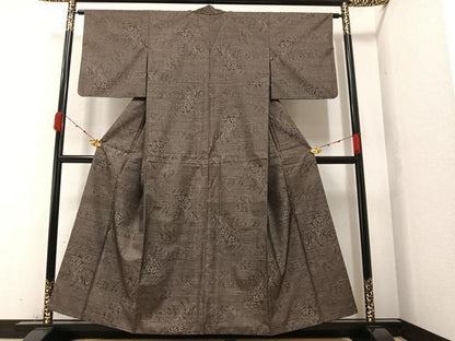 平和屋着物●本場大島紬　カタス7マルキ　草花文　正絹　逸品　AAAZ1834ph