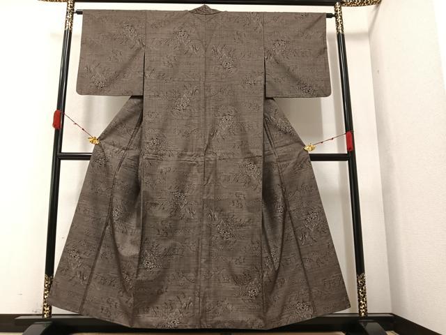 平和屋着物●本場大島紬　カタス7マルキ　草花文　正絹　逸品　AAAZ1834ph