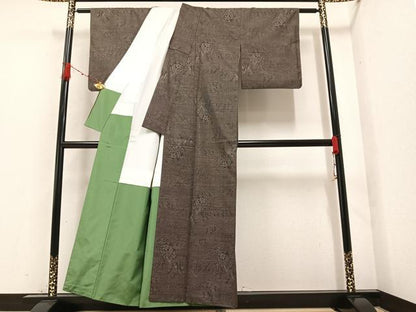 平和屋着物●本場大島紬　カタス7マルキ　草花文　正絹　逸品　AAAZ1834ph
