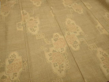 平和屋着物■上質な紬　草花文　正絹　逸品　AAAZ1895gw