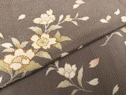平和屋着物●訪問着　友禅　駒刺繍　舞桜文　金彩　鬼しぼ縮緬　正絹　逸品　AAAZ1931ph
