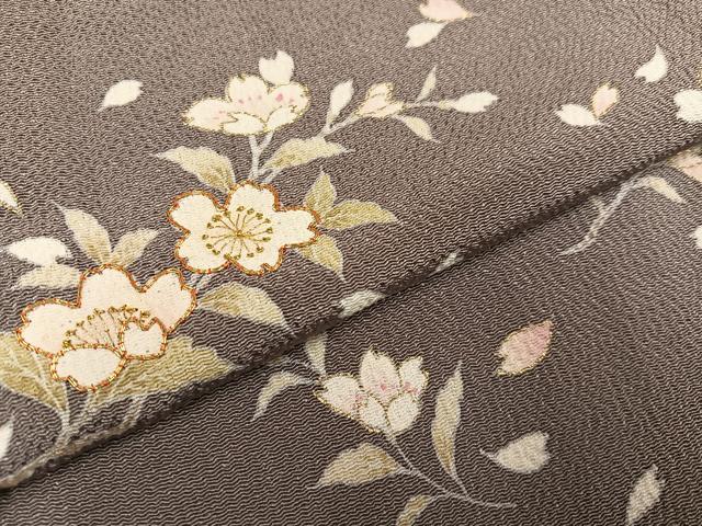 平和屋着物●訪問着　友禅　駒刺繍　舞桜文　金彩　鬼しぼ縮緬　正絹　逸品　AAAZ1931ph