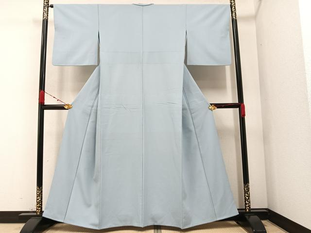 平和屋着物●洗える最高級着物　＜英＞はなぶさ謹製　色無地　灰青色　胴抜き仕立て　AAAZ1935ph
