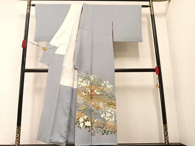 平和屋着物●豪華色留袖 作家物 風景草花文 暈し染め 金彩 正絹 逸品 AAAZ1948ph