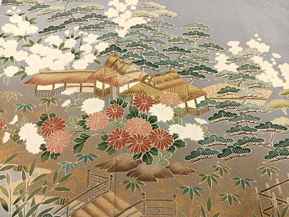 平和屋着物●豪華色留袖 作家物 風景草花文 暈し染め 金彩 正絹 逸品 AAAZ1948ph