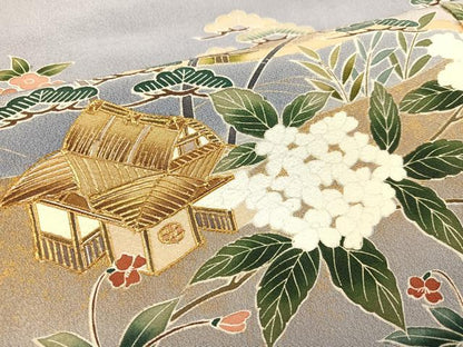 平和屋着物●豪華色留袖 作家物 風景草花文 暈し染め 金彩 正絹 逸品 AAAZ1948ph