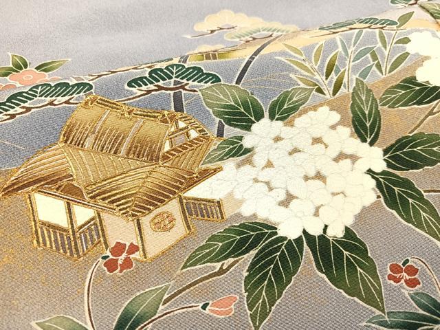 平和屋着物●豪華色留袖 作家物 風景草花文 暈し染め 金彩 正絹 逸品 AAAZ1948ph
