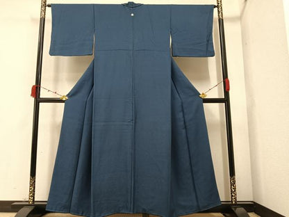 平和屋着物●上質な色無地　紺青色　正絹　逸品　AAAZ1952ph