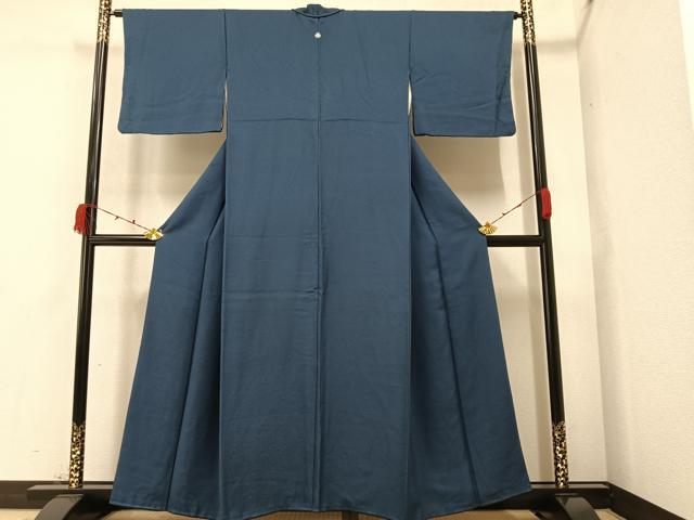 平和屋着物●上質な色無地　紺青色　正絹　逸品　AAAZ1952ph