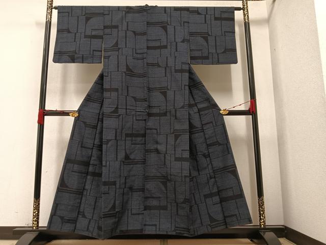 平和屋着物●結城紬 80亀甲 幾何学文様 正絹 逸品 AAAZ1956ph