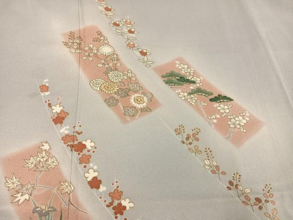 平和屋着物●訪問着 草花文 金彩 正絹 逸品 AAAZ1962ph