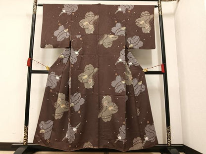 平和屋着物●上質な小紋 簪 櫛 花 金彩 正絹 逸品 AAAZ1971ph