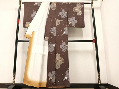 平和屋着物●上質な小紋 簪 櫛 花 金彩 正絹 逸品 AAAZ1971ph