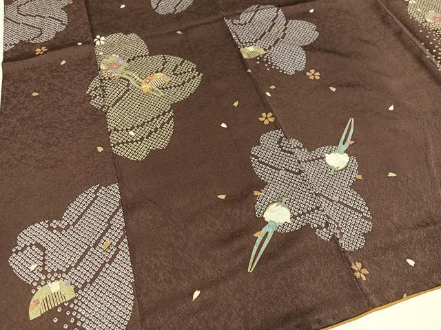 平和屋着物●上質な小紋 簪 櫛 花 金彩 正絹 逸品 AAAZ1971ph