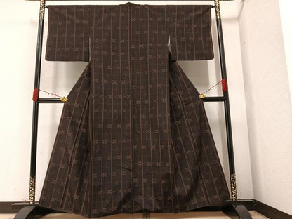平和屋着物●上質な紬 間道 正絹 逸品 AAAZ1974ph