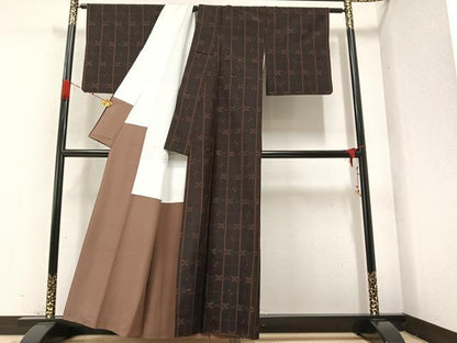 平和屋着物●上質な紬 間道 正絹 逸品 AAAZ1974ph